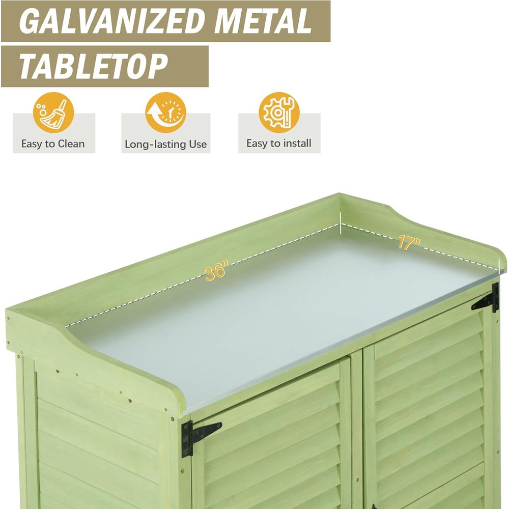 Outdoor Potting Bench with Met - Woodworking Workbench recension och pris