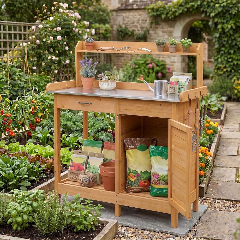 Outdoor Potting Bench Table Wo - Woodworking Workbench recension och pris
