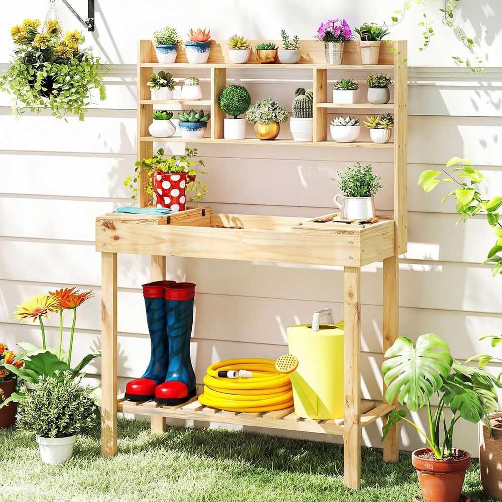 Potting Bench Table, 60” Wood  - Woodworking Workbench recension och pris