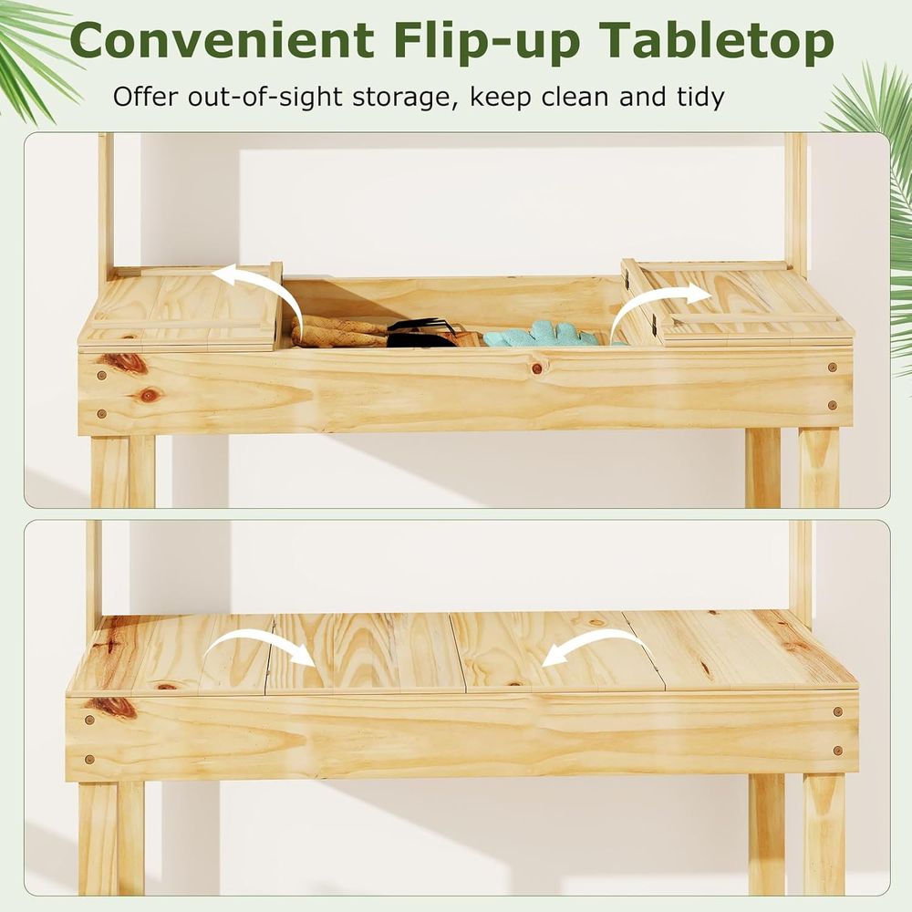 Potting Bench Table, 60” Wood  - Woodworking Workbench recension och pris